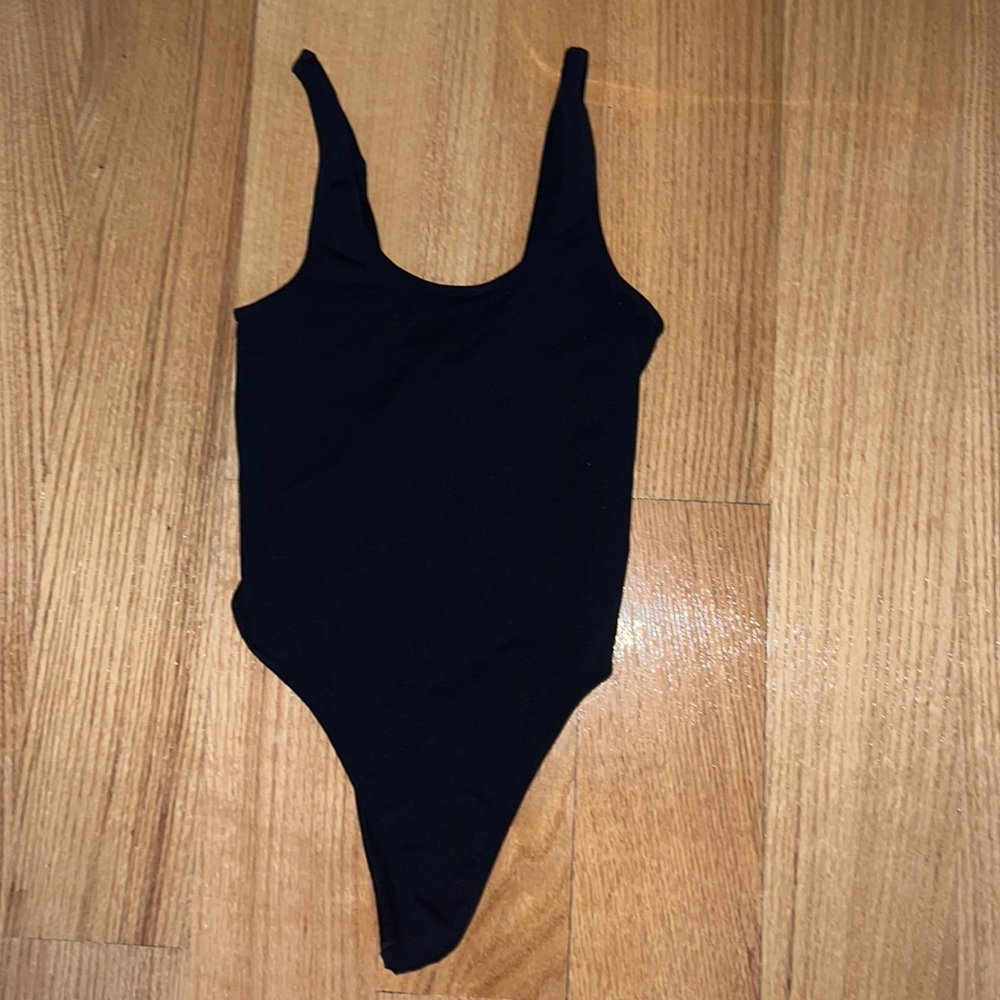 Black Scoop Neck Bodysuit, Size S/M
